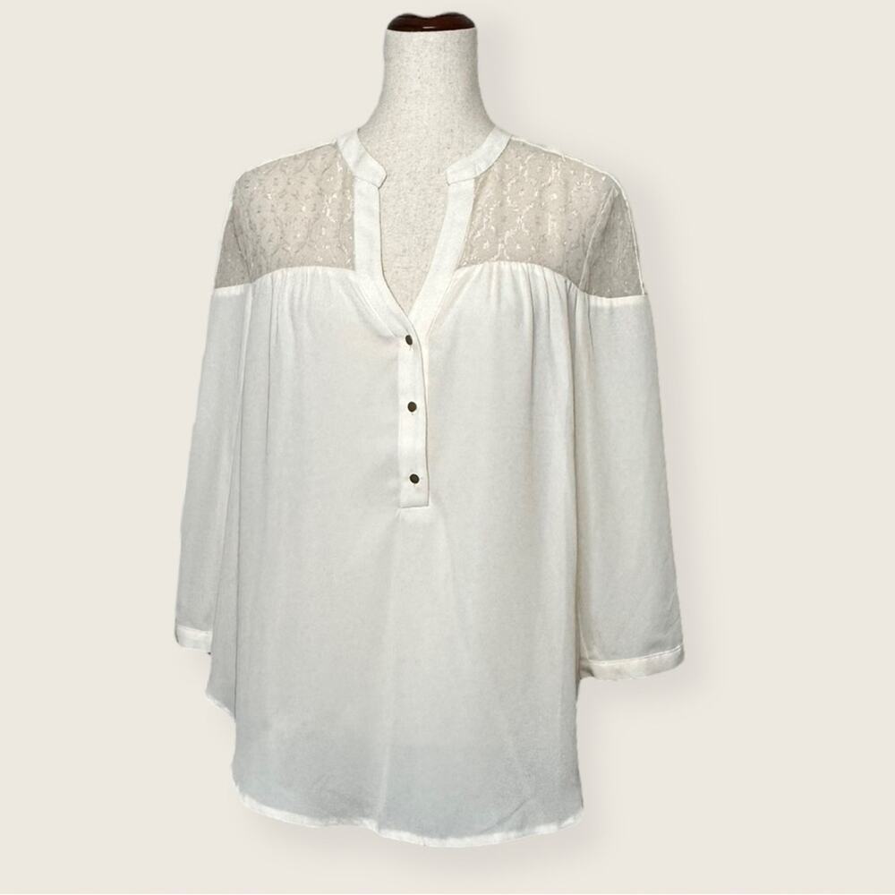 EUC | Maeve | V-Neck Blouse | Cream | Size 12